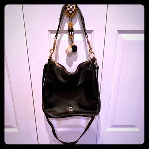 COACH ABBY DUFFLE PURSE BAG BLACK LEATHER PERFECT!